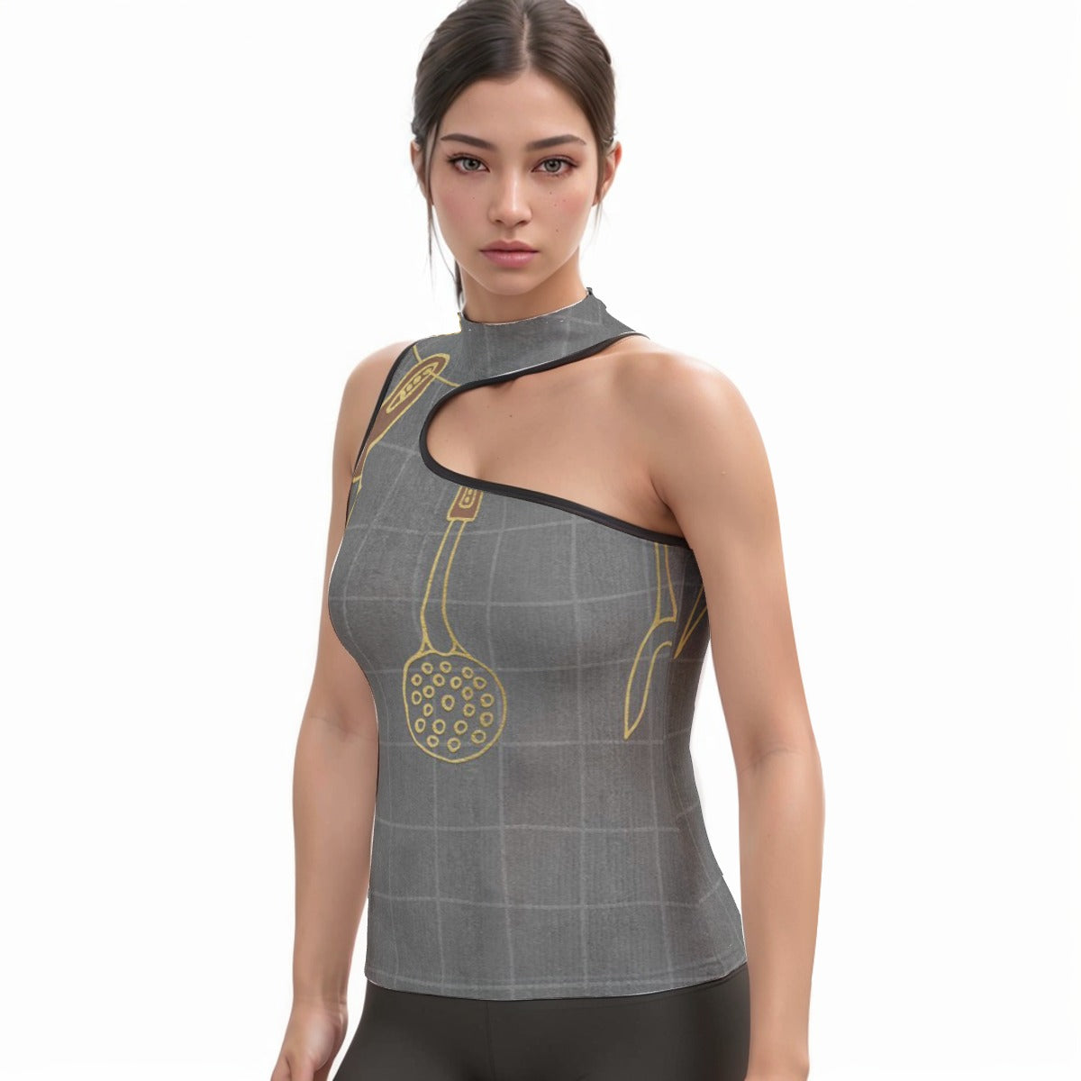 All-Over Print Women's Halter Sleeveless Asymmetrical Tank Top
