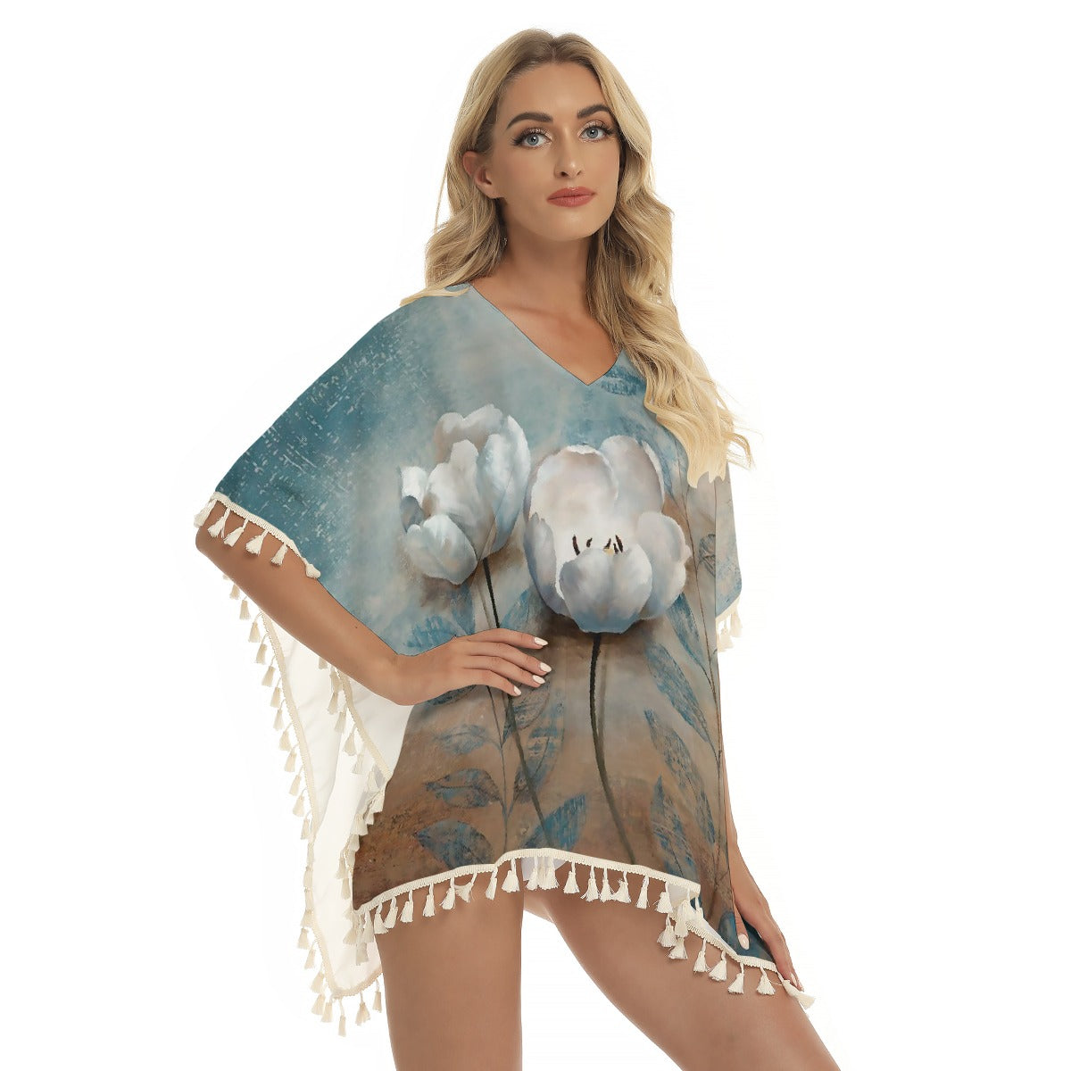 All-Over Print Women's Square Fringed Shawl