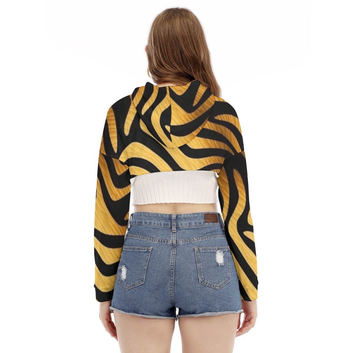 All-Over Print Women's Smock Short Hoodie With Long Sleeve