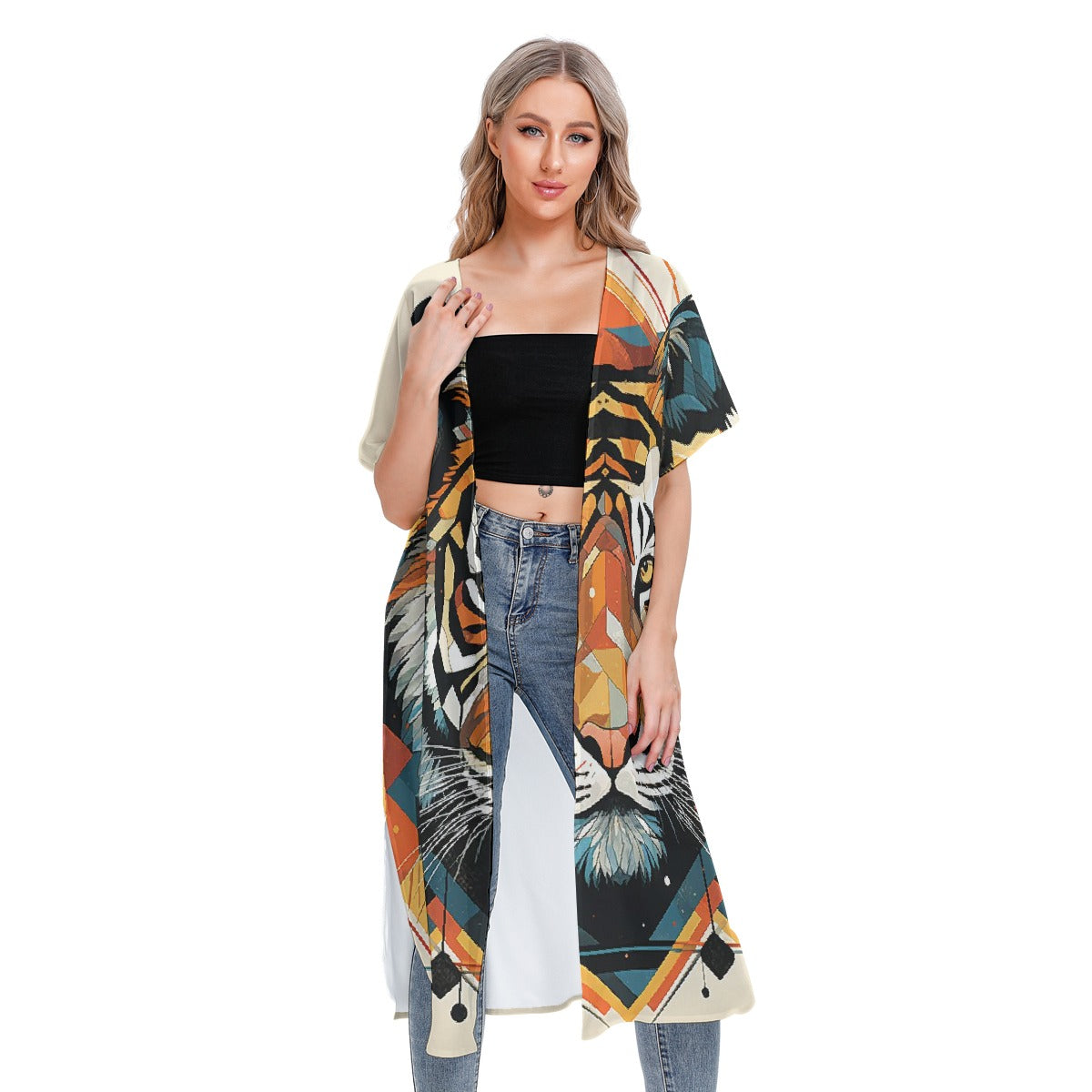 All-Over Print Women's Short Sleeve Cardigan
