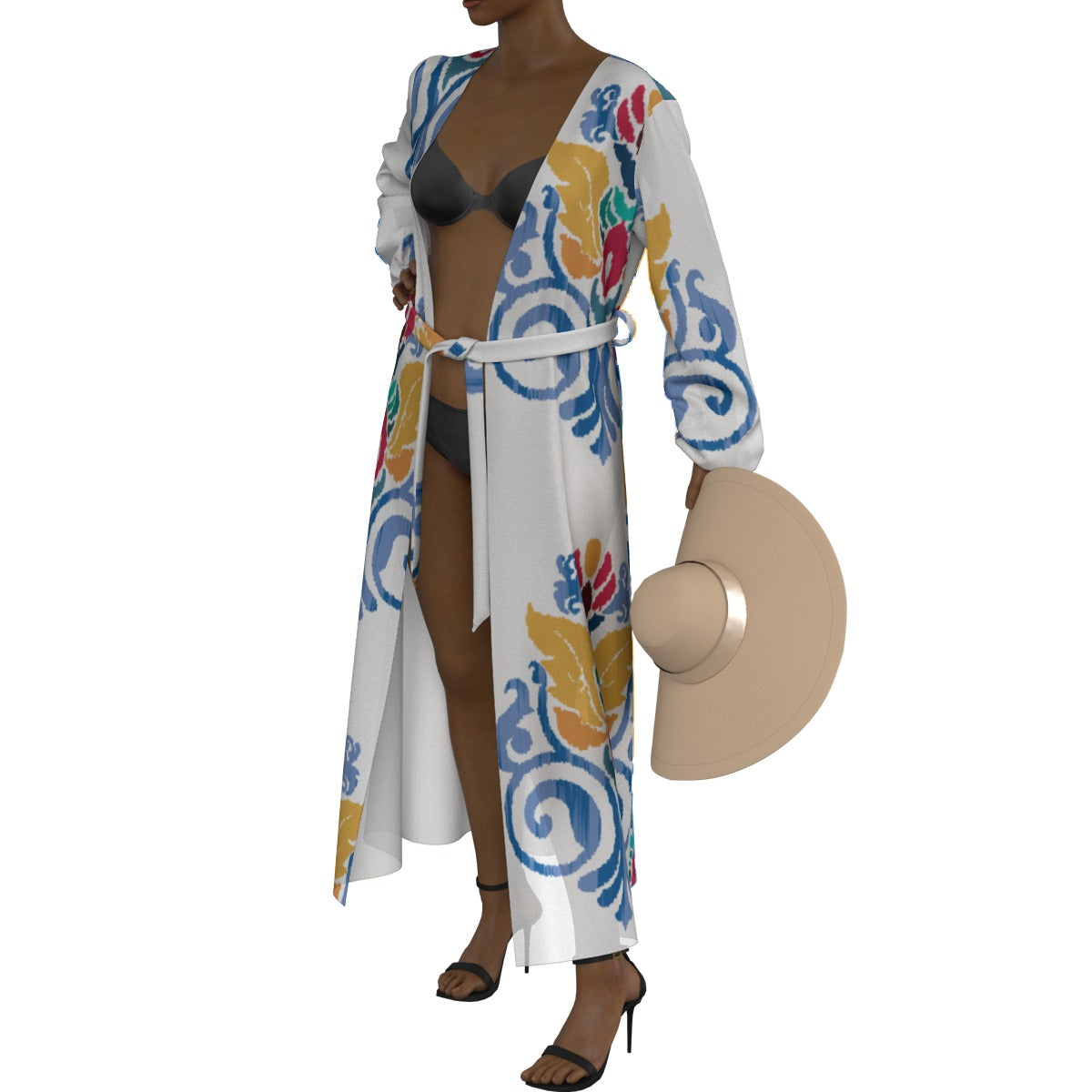 All-Over Print Women's Lace-up Chiffon Robe