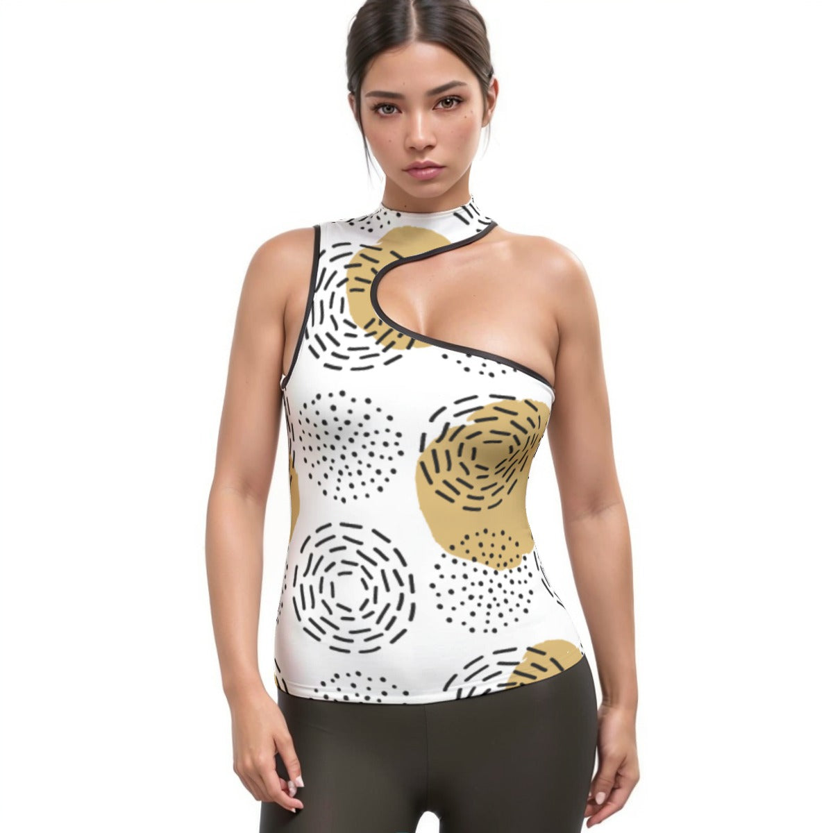 All-Over Print Women's Halter Sleeveless Asymmetrical Tank Top