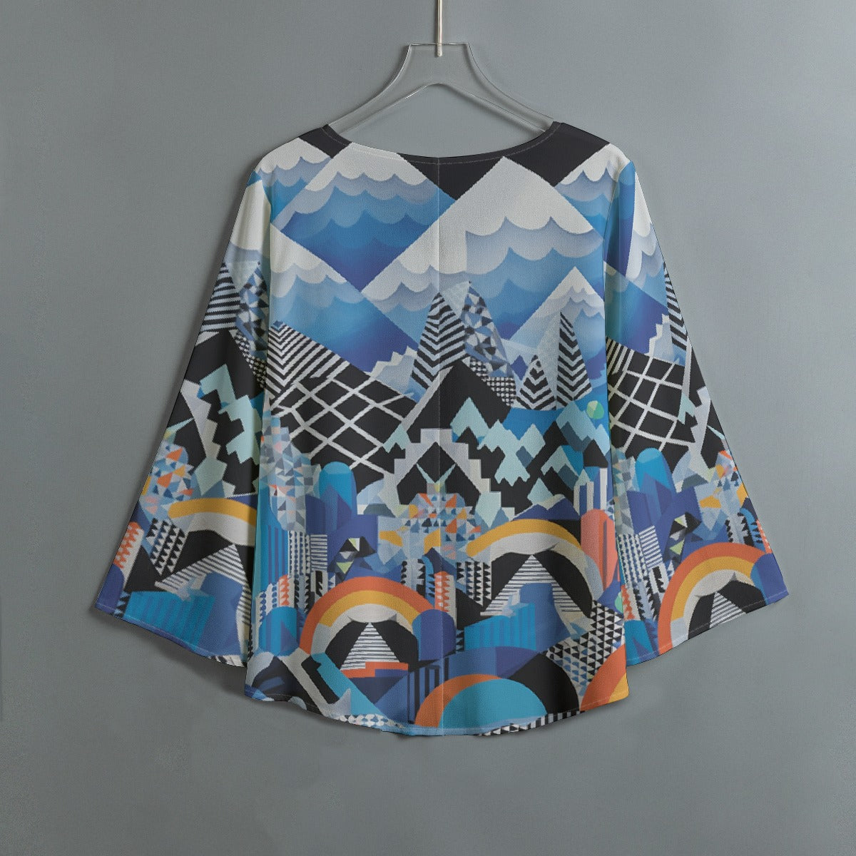 All-Over Print Women's V-neck T-shirt With Irregular Hem