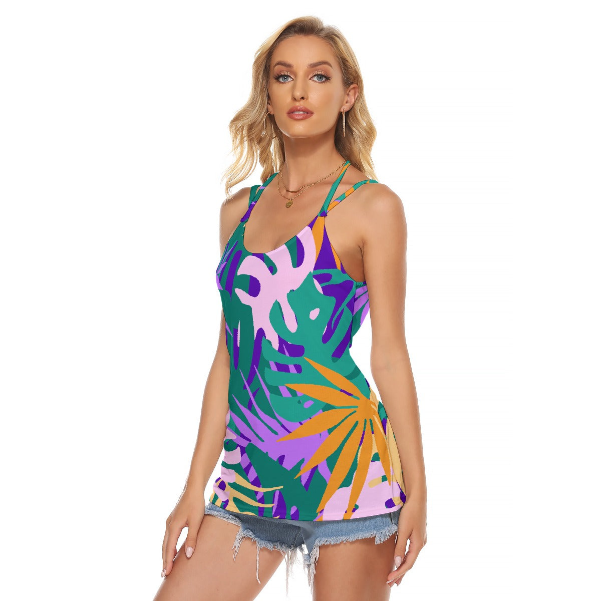 All-Over Print Women's Halter Top With Backless
