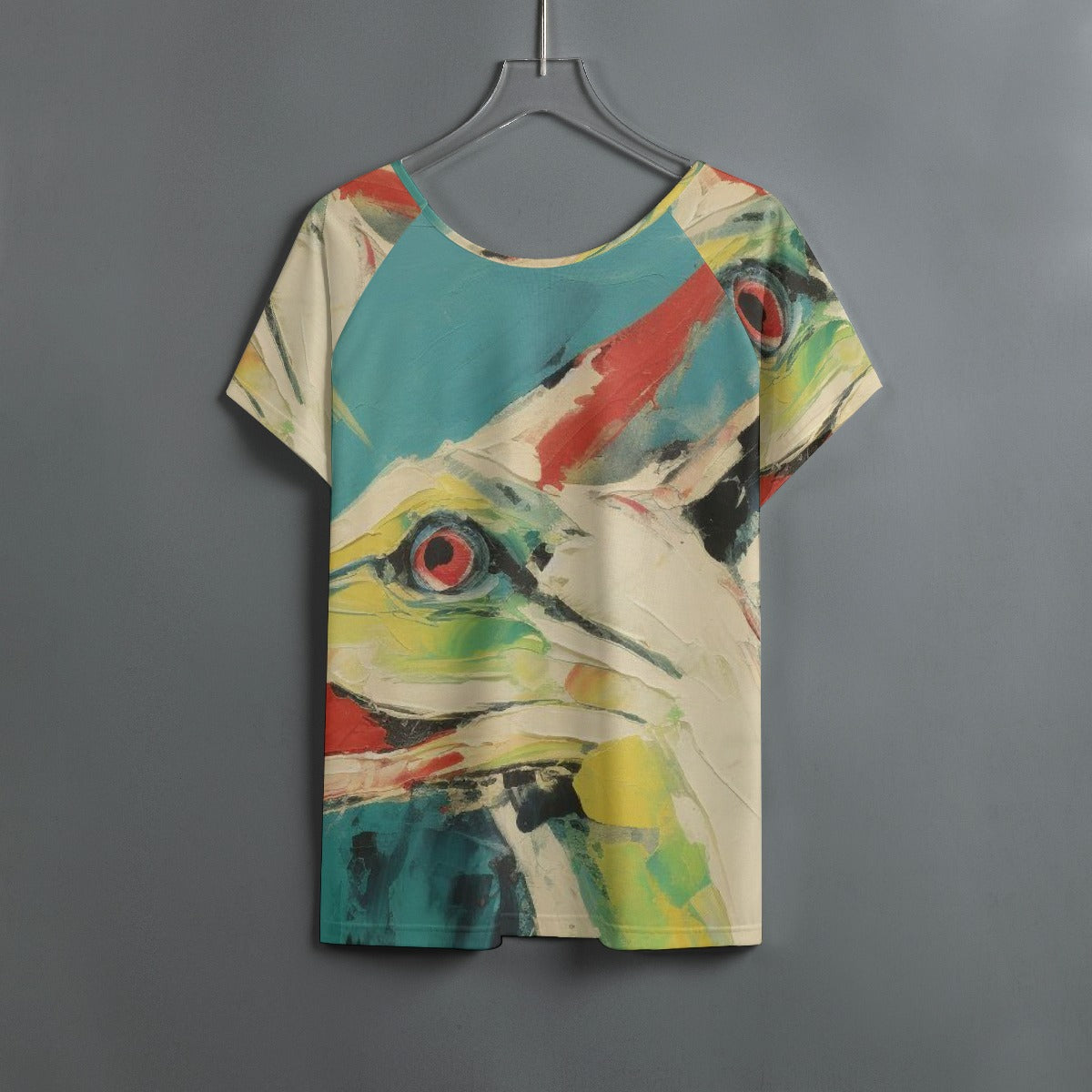 All-Over Print Women's Round Neck T-shirt With Raglan Sleeve