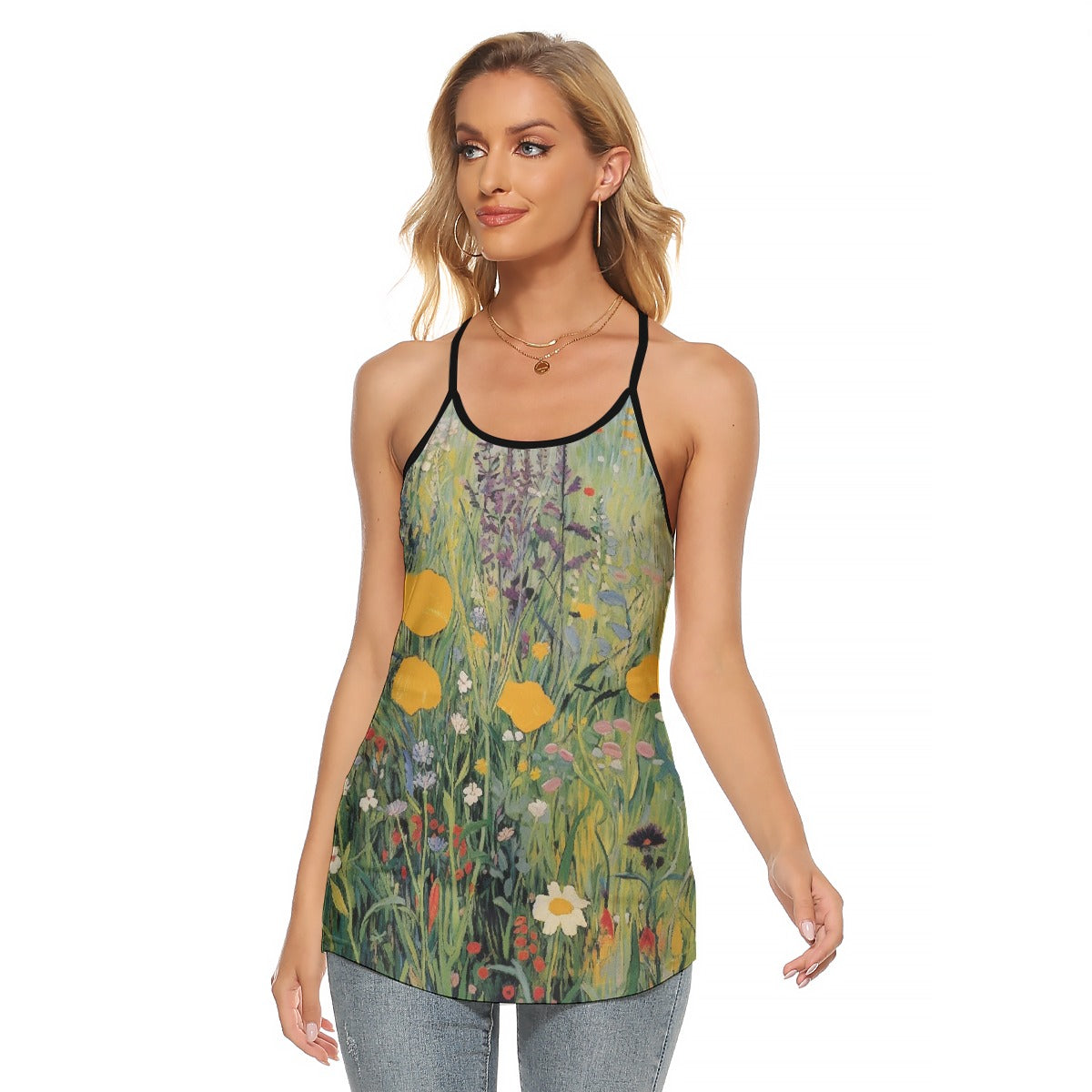 All-Over Print Women's Criss-Cross Open Back Tank Top