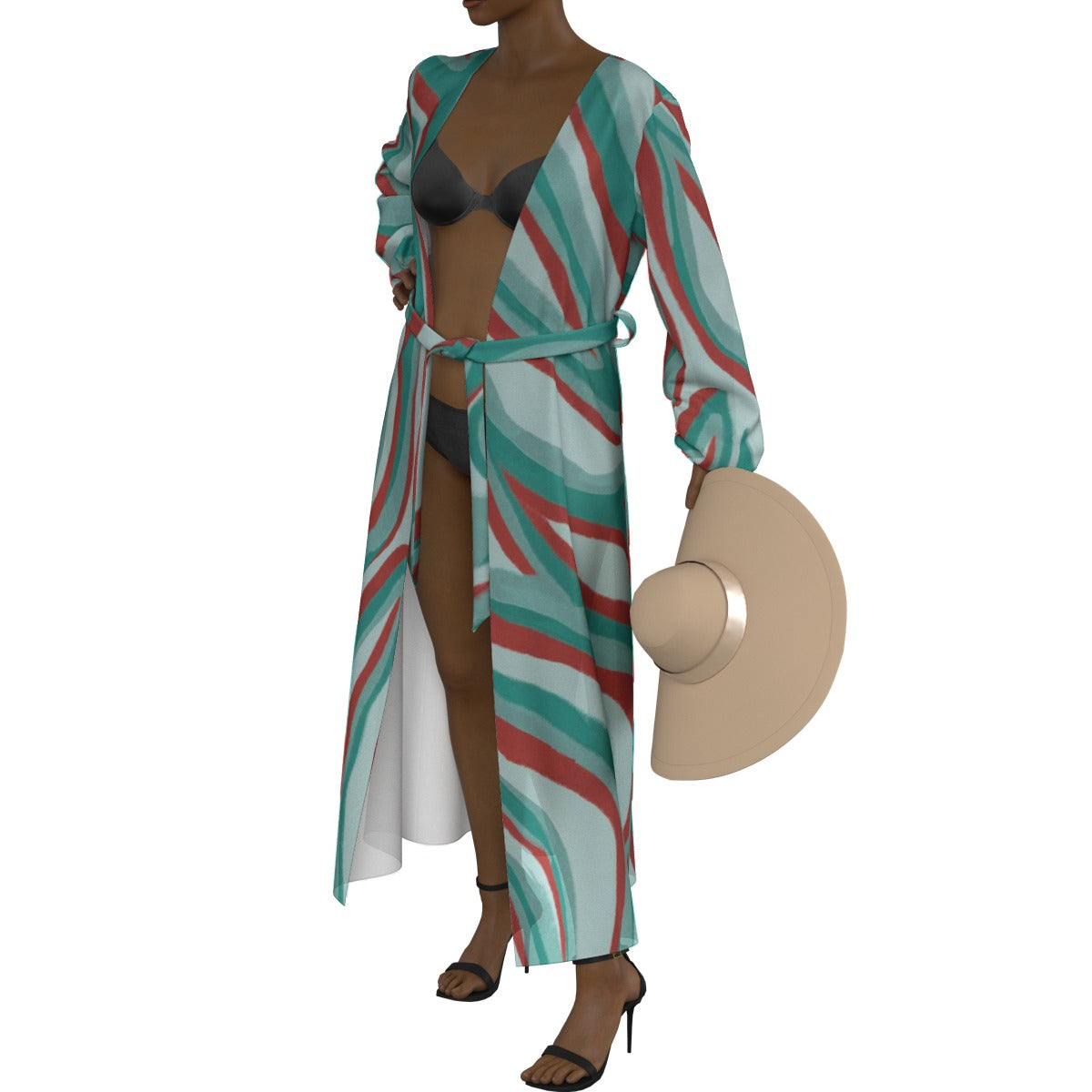 All-Over Print Women's Lace-up Chiffon Robe