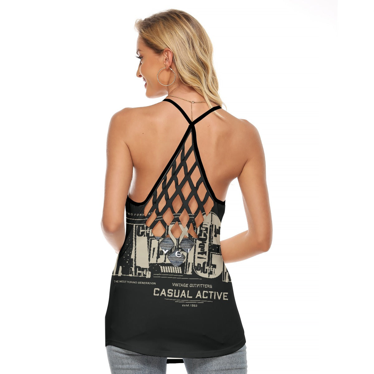 All-Over Print Women's Criss-Cross Open Back Tank Top