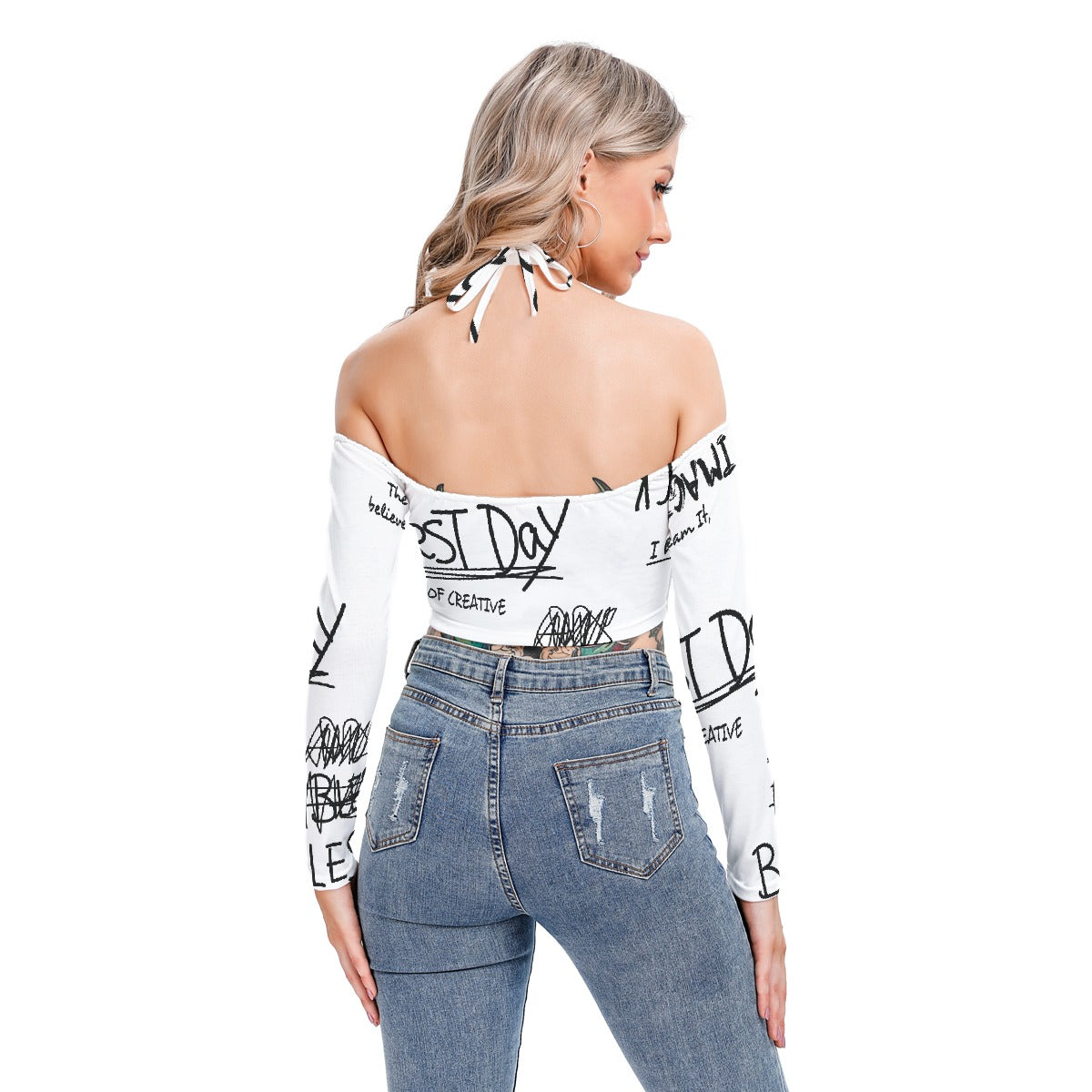 All-Over Print Women's Halter Lace-up Top