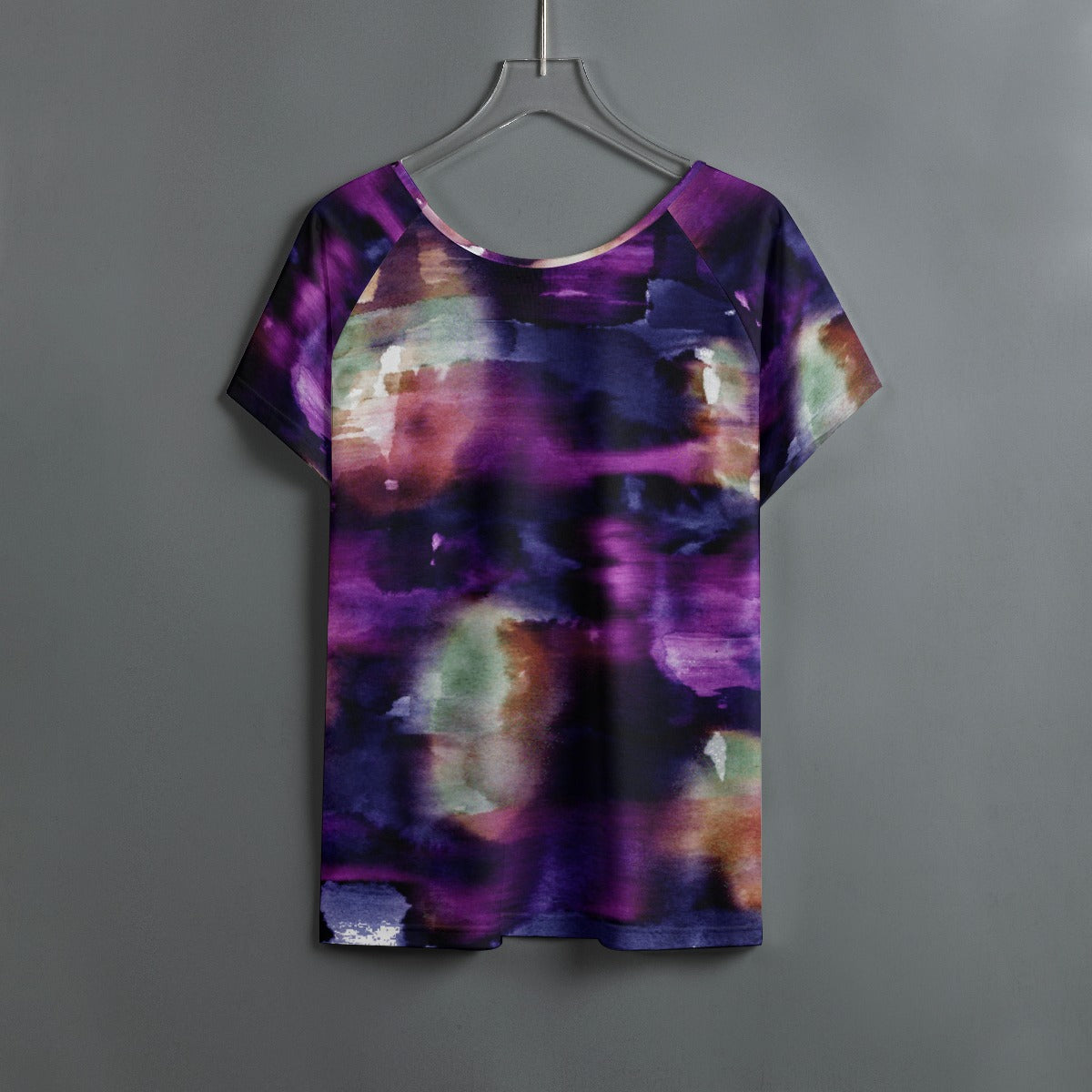 All-Over Print Women's Round Neck T-shirt With Raglan Sleeve