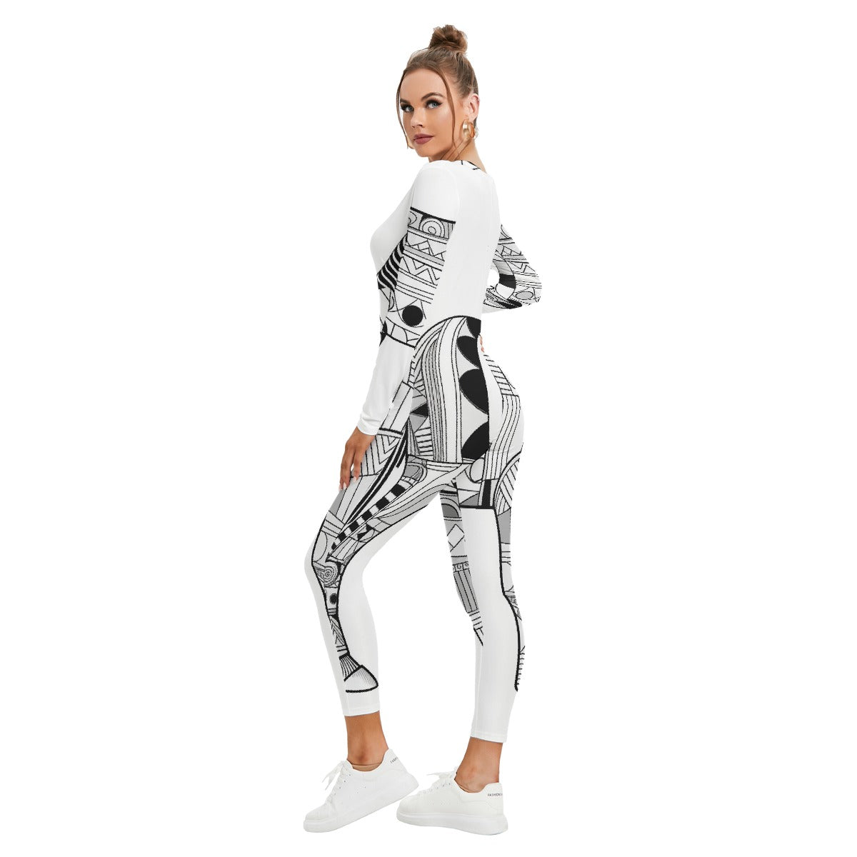 All-Over Print Women's Plunging Neck Jumpsuit