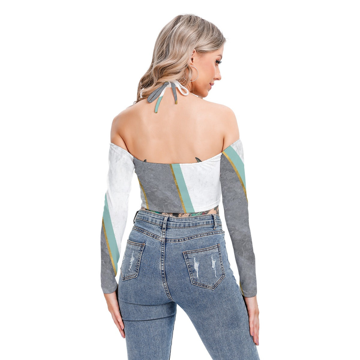 All-Over Print Women's Halter Lace-up Top