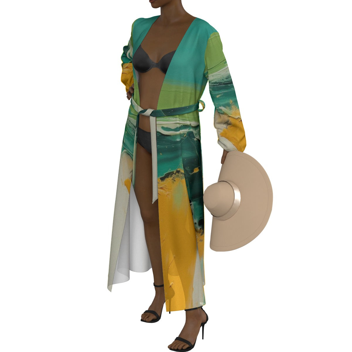 All-Over Print Women's Lace-up Chiffon Robe