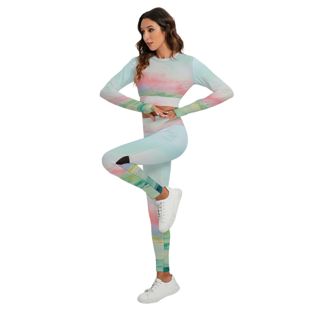 All-Over Print Women's Sport Set With Backless Top And Leggings