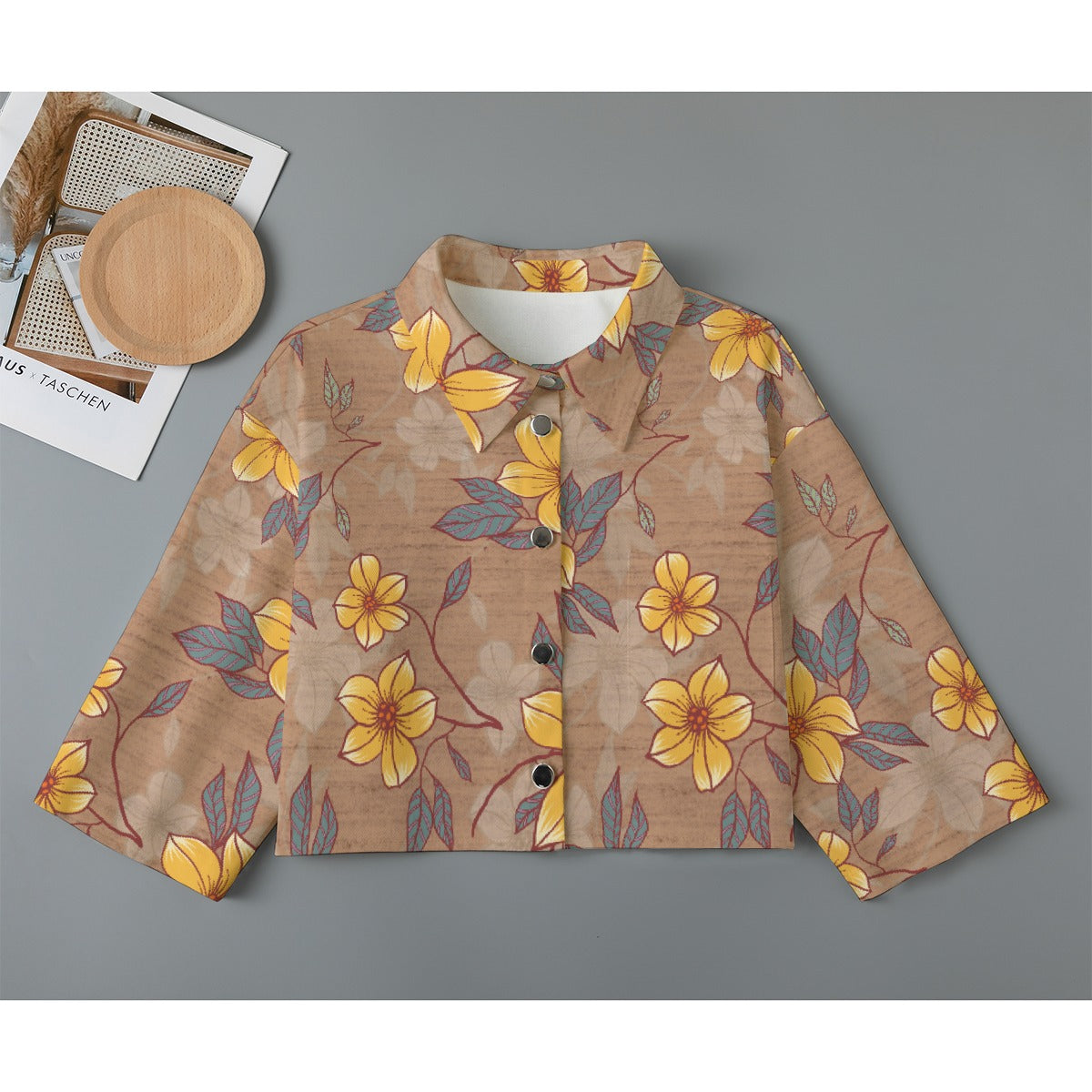 All-Over Print Women's Cropped Jacket | 245GSM Cotton