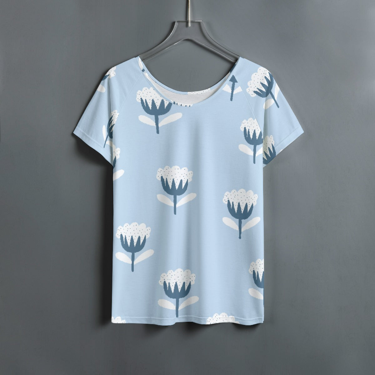 All-Over Print Women's Round Neck T-shirt With Raglan Sleeve