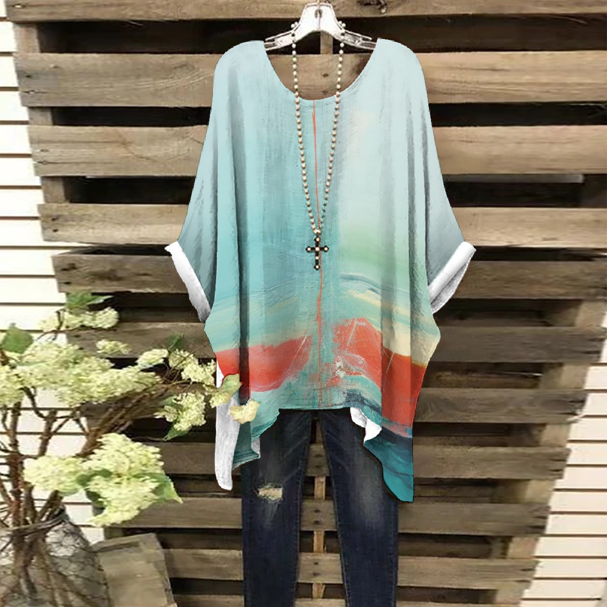 All-Over Print Women's Bat Sleeve Shirt