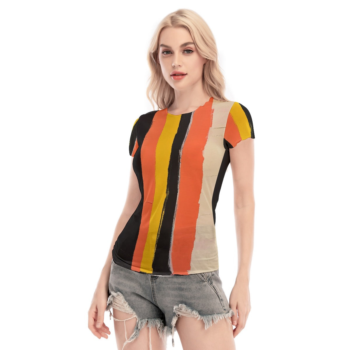 All-Over Print Women's Short Sleeve Mesh Blouse