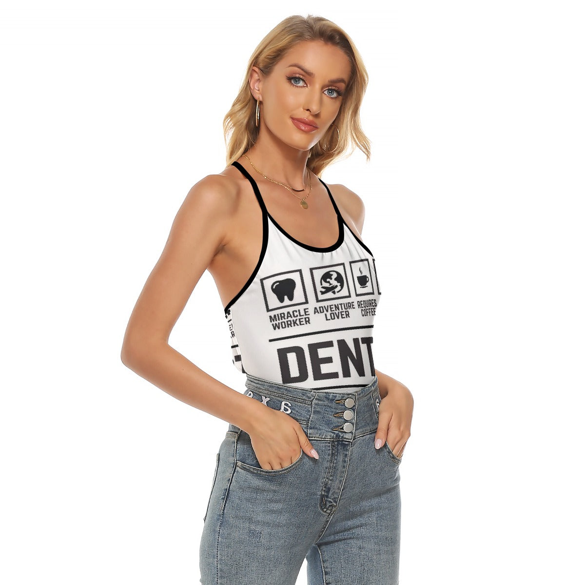 All-Over Print Women's Criss-Cross Open Back Tank Top