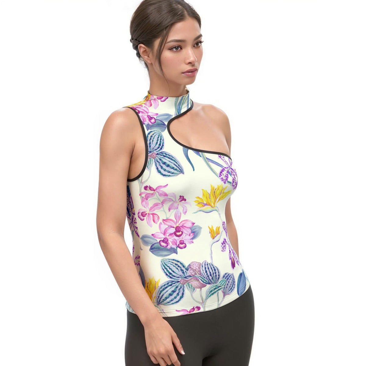 All-Over Print Women's Halter Sleeveless Asymmetrical Tank Top
