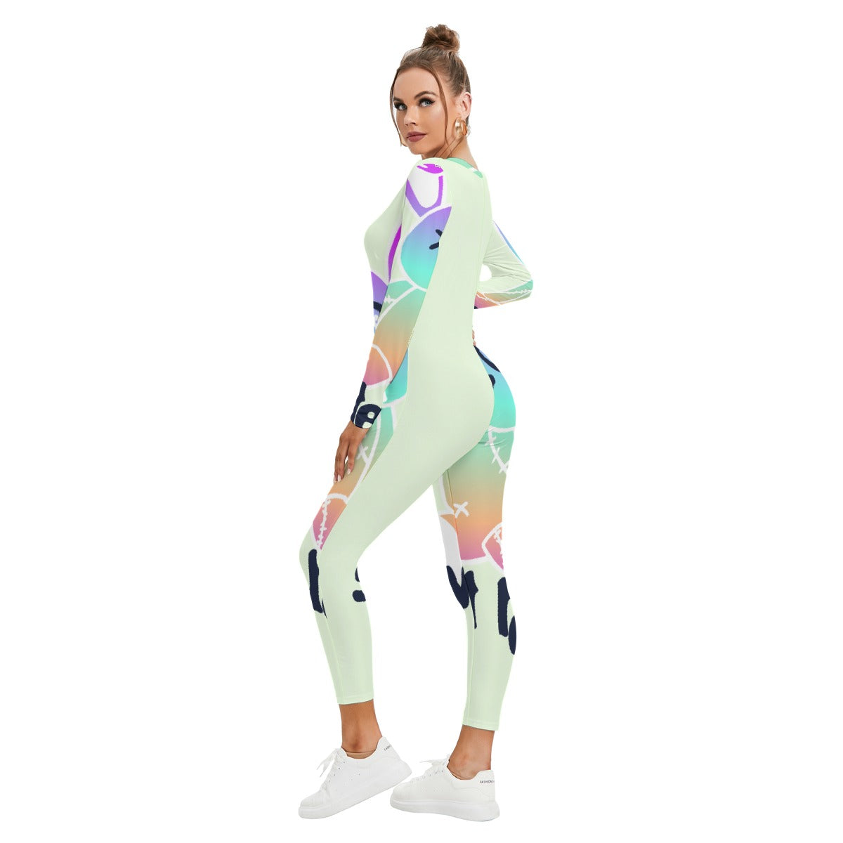 All-Over Print Women's Plunging Neck Jumpsuit