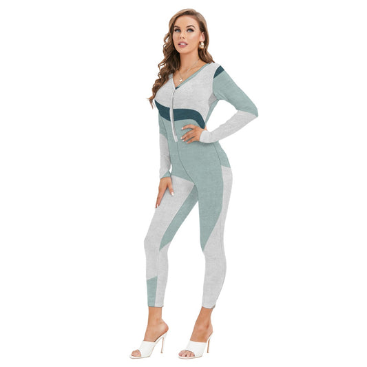 All-Over Print Women's Plunging Neck Jumpsuit