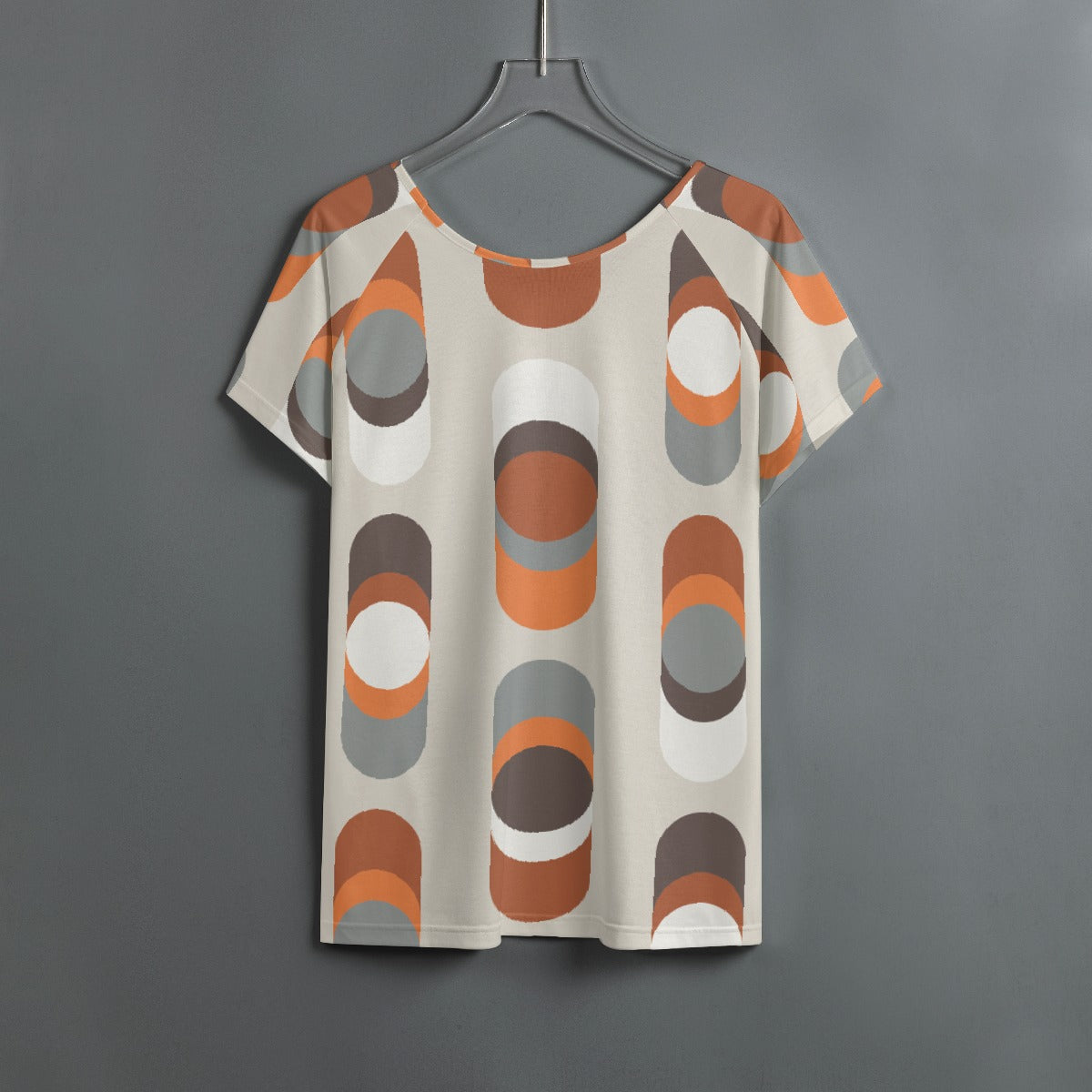 All-Over Print Women's Round Neck T-shirt With Raglan Sleeve