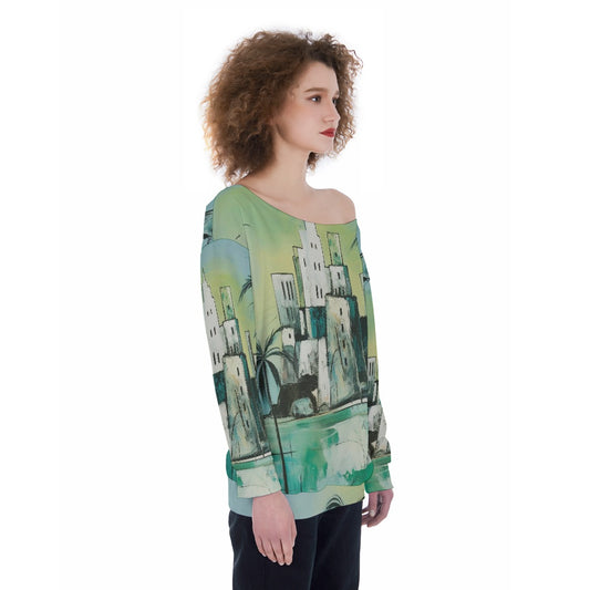 All-Over Print Oversized Women's Off-Shoulder Sweatshirt
