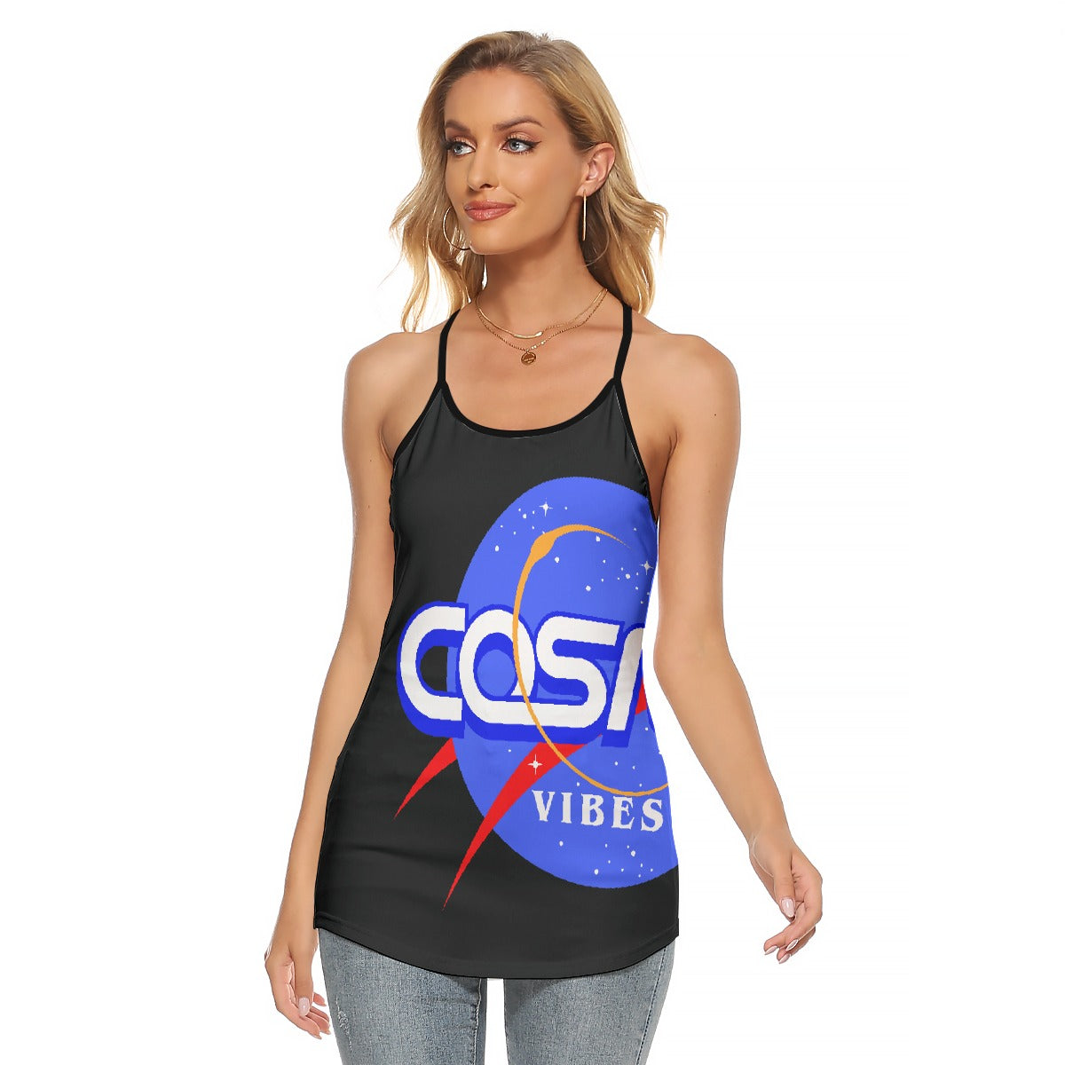All-Over Print Women's Criss-Cross Open Back Tank Top