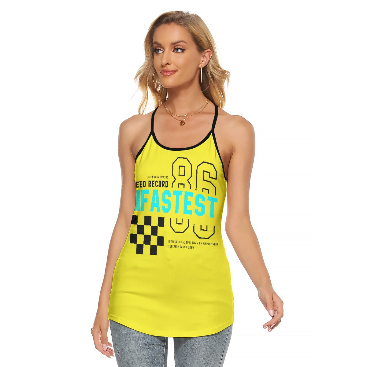 All-Over Print Women's Criss-Cross Open Back Tank Top
