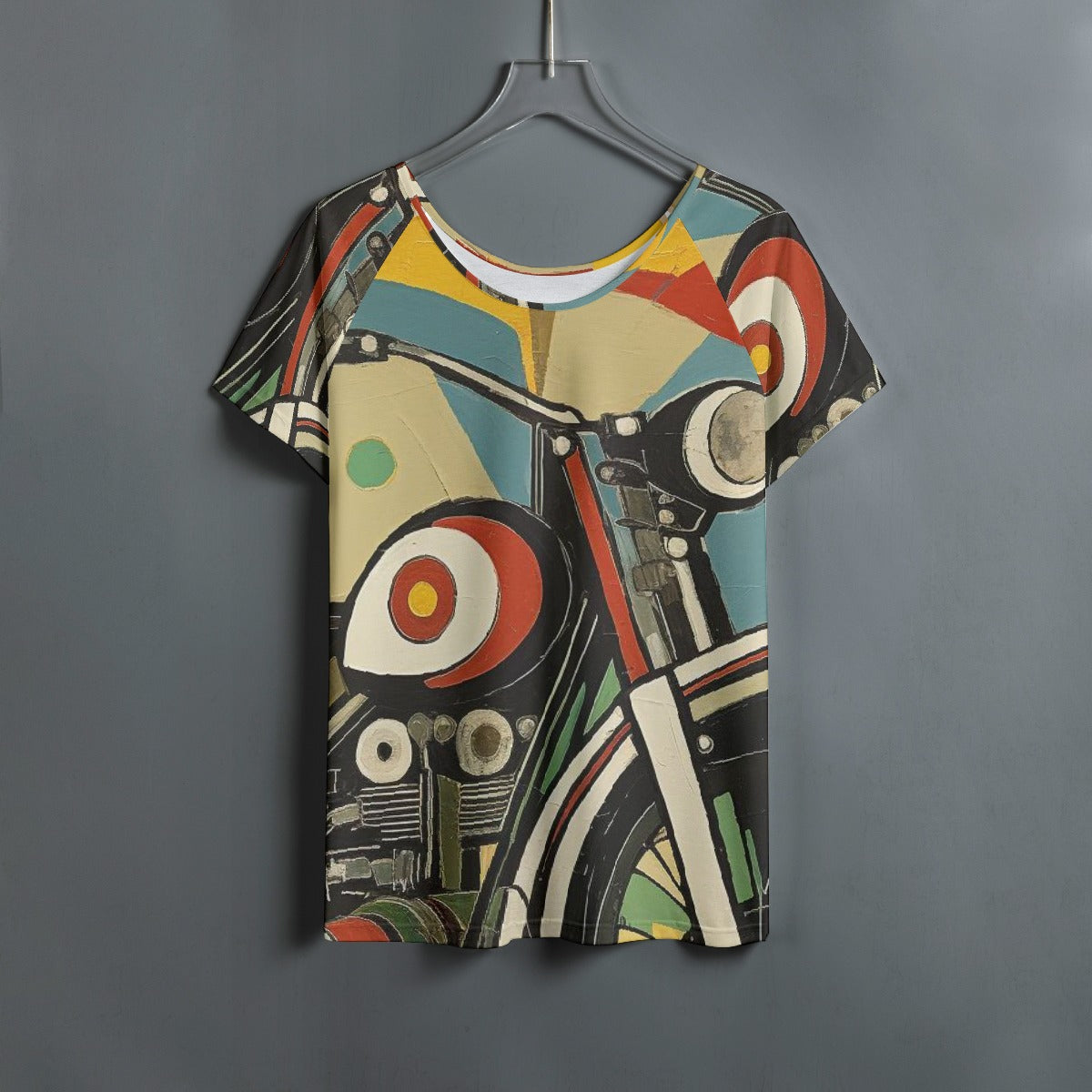 All-Over Print Women's Round Neck T-shirt With Raglan Sleeve