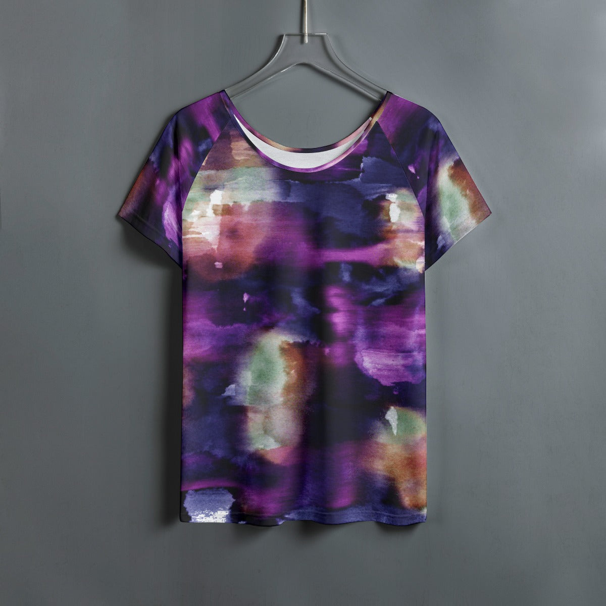 All-Over Print Women's Round Neck T-shirt With Raglan Sleeve