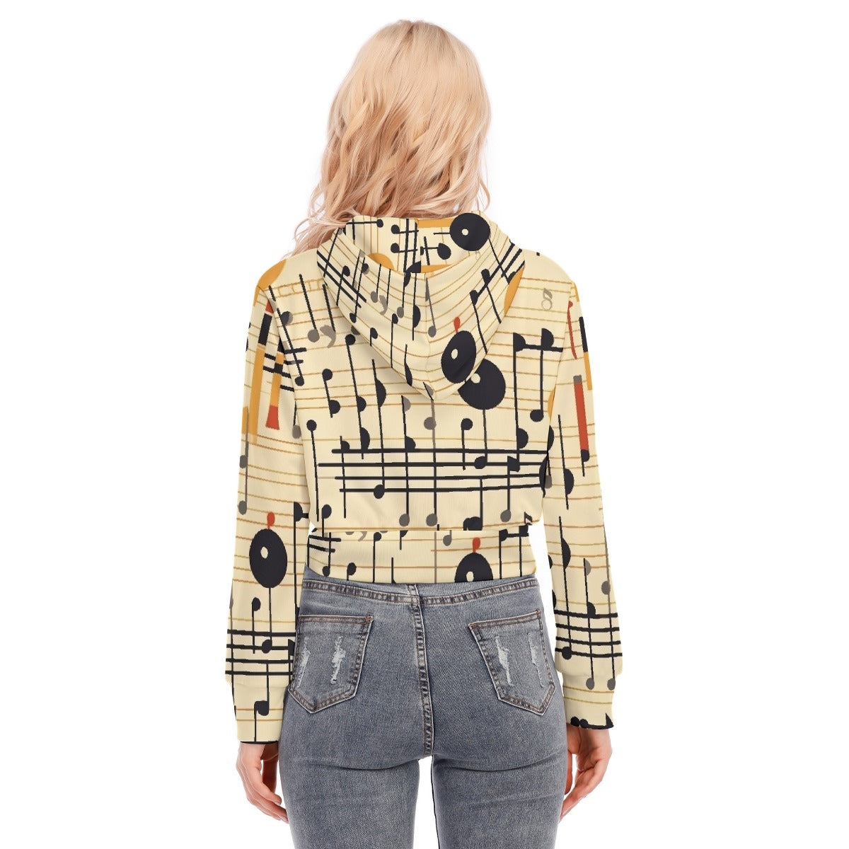 All-Over Print Women's Crop Top Hoodie With Zipper Closure