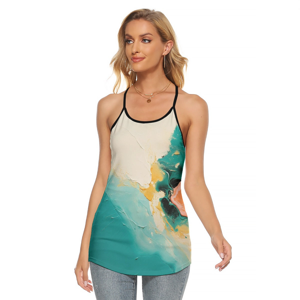 All-Over Print Women's Criss-Cross Open Back Tank Top