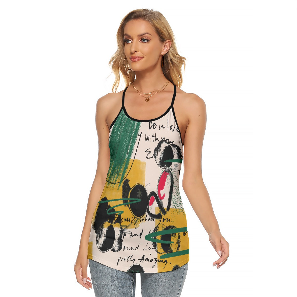 All-Over Print Women's Criss-Cross Open Back Tank Top