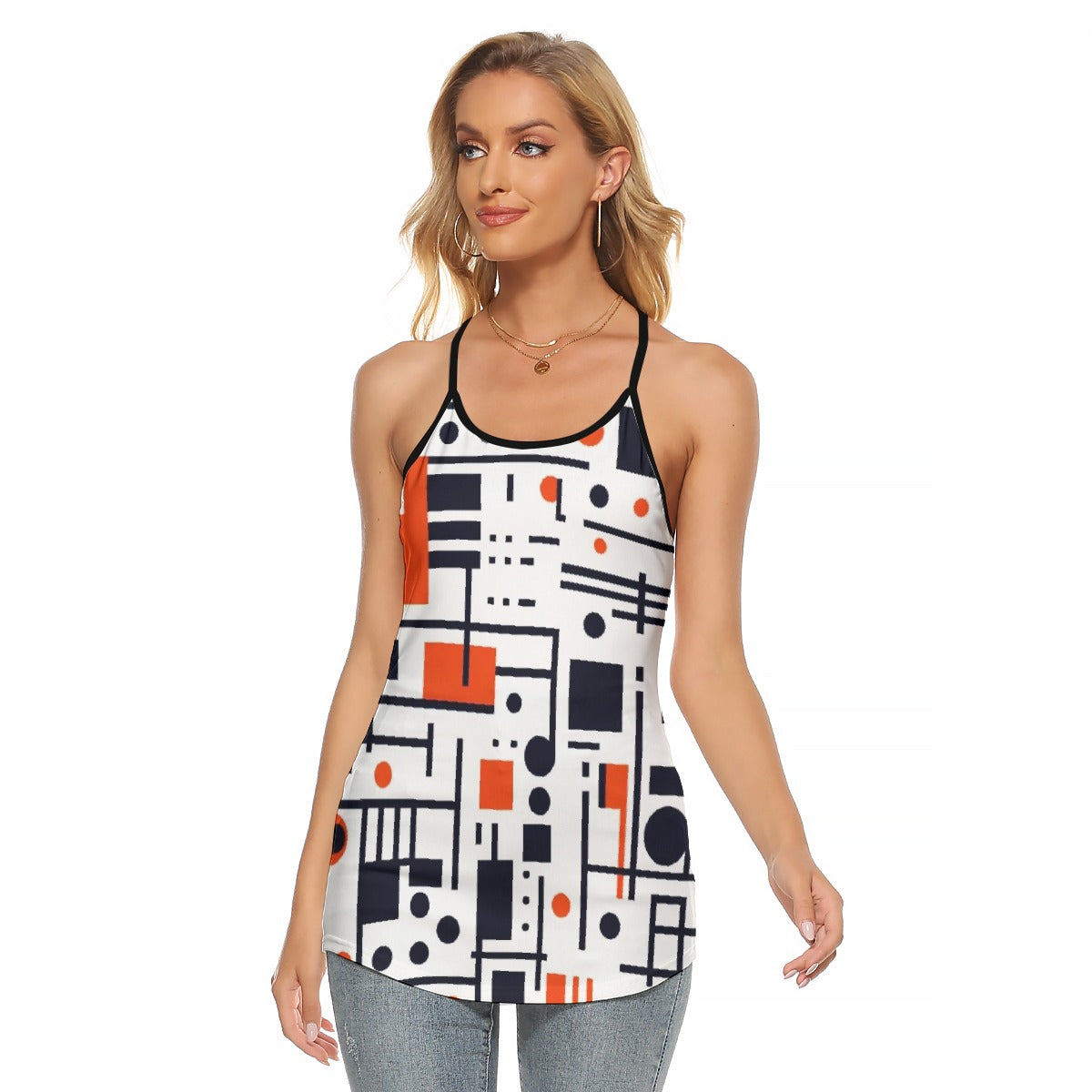 All-Over Print Women's Criss-Cross Open Back Tank Top