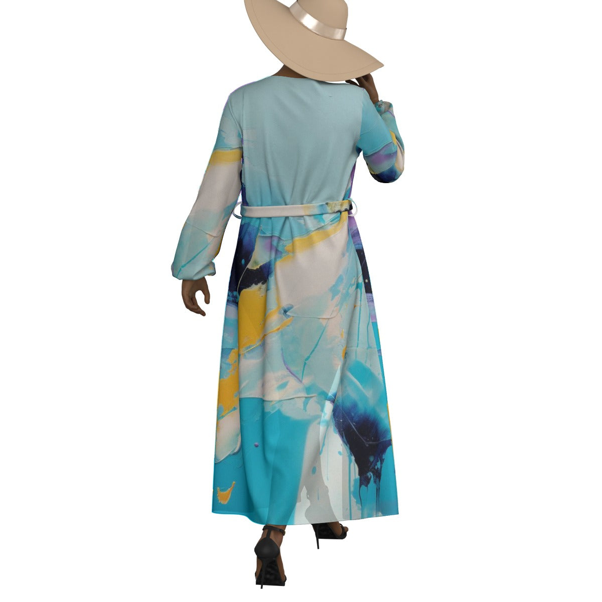 All-Over Print Women's Lace-up Chiffon Robe