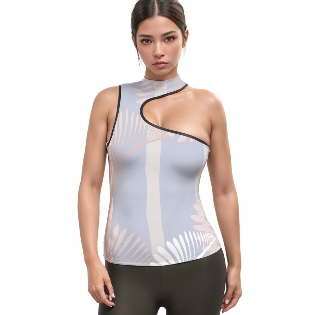 All-Over Print Women's Halter Sleeveless Asymmetrical Tank Top