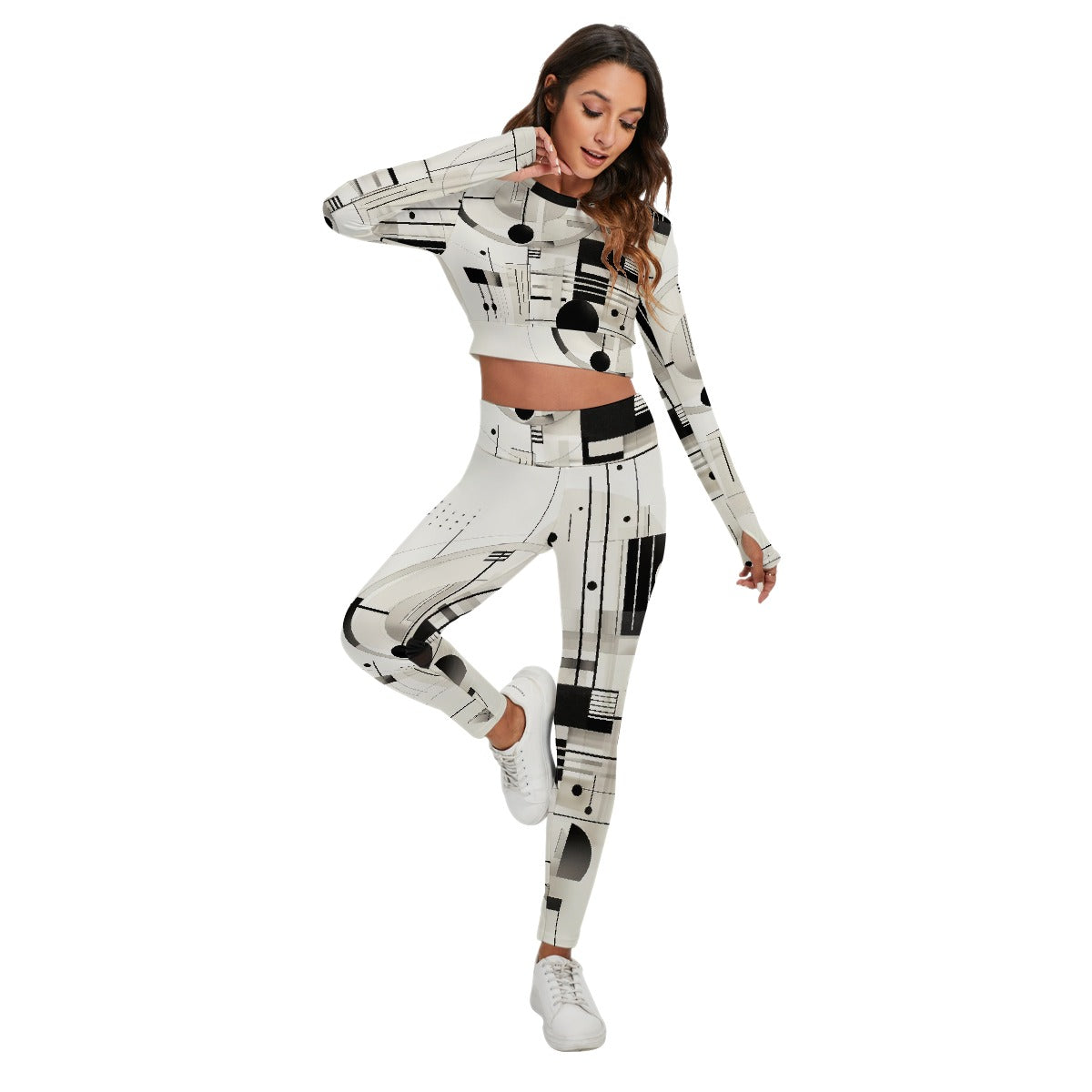 All-Over Print Women's Sport Set With Backless Top And Leggings