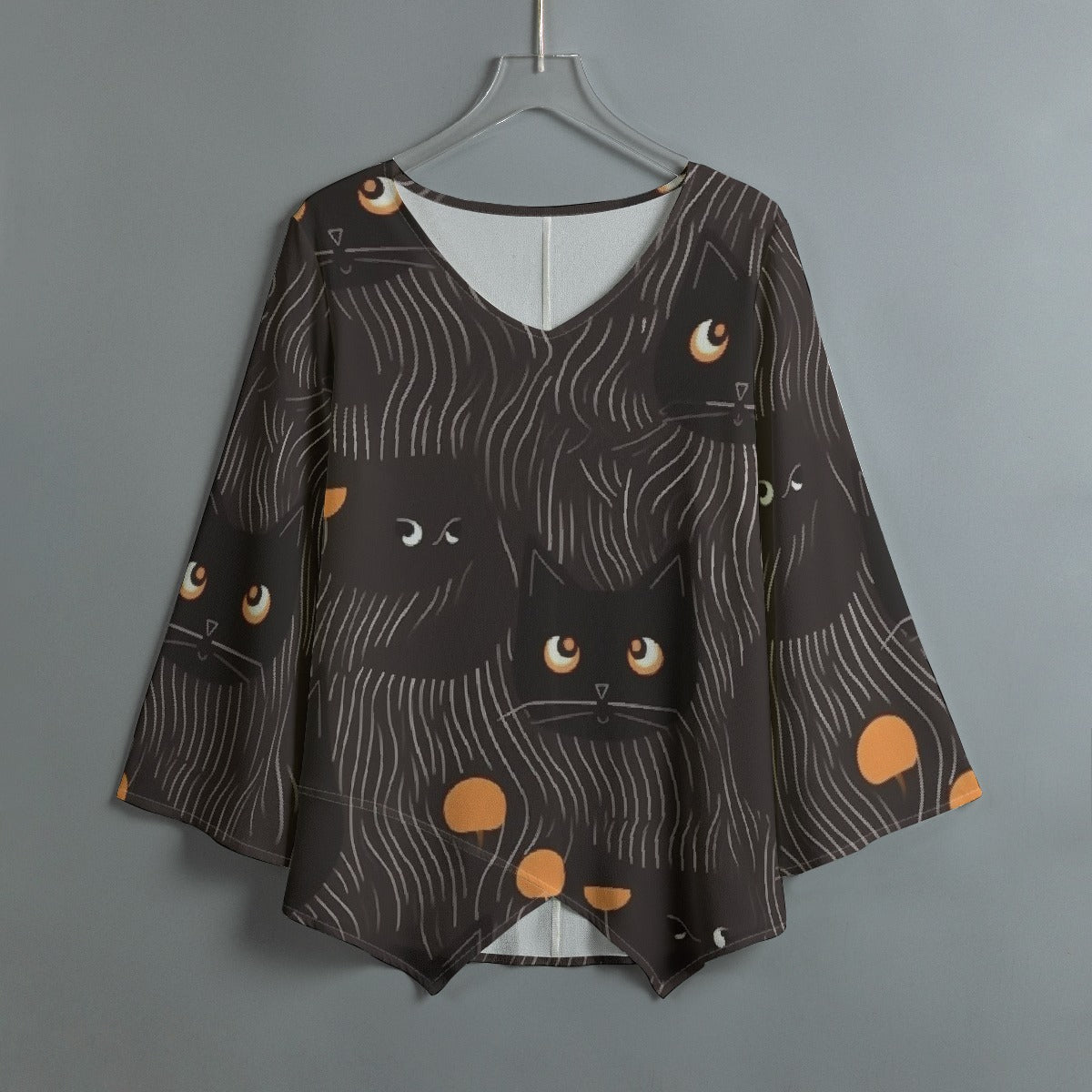 All-Over Print Women's V-neck T-shirt With Irregular Hem