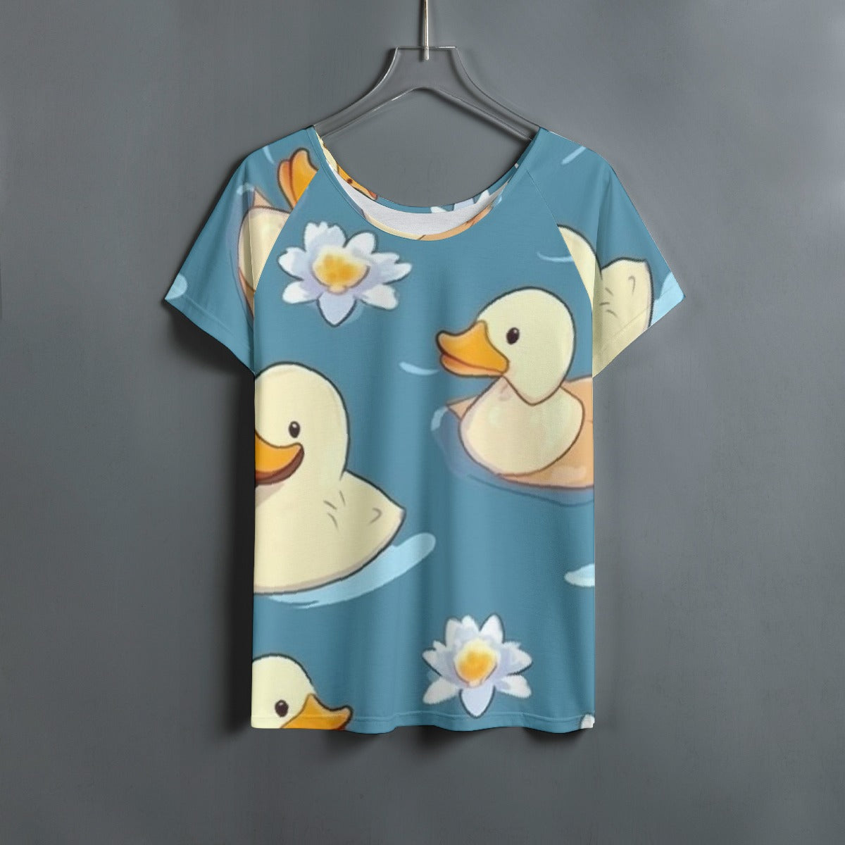 All-Over Print Women's Round Neck T-shirt With Raglan Sleeve