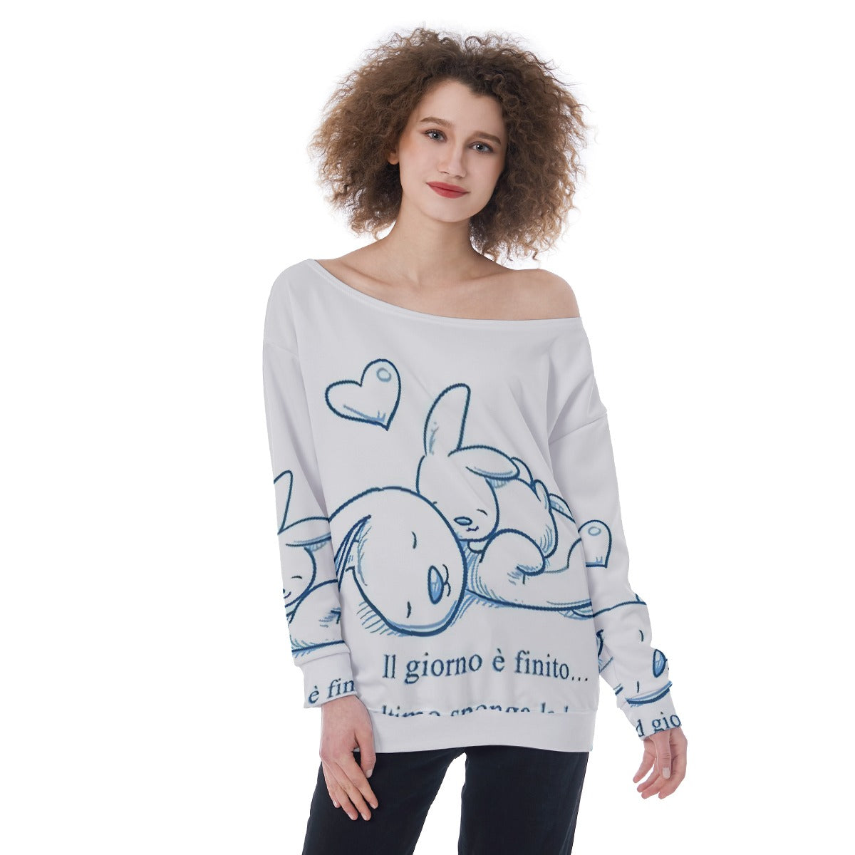 All-Over Print Oversized Women's Off-Shoulder Sweatshirt