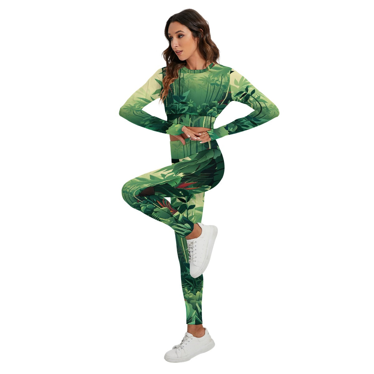 All-Over Print Women's Sport Set With Backless Top And Leggings
