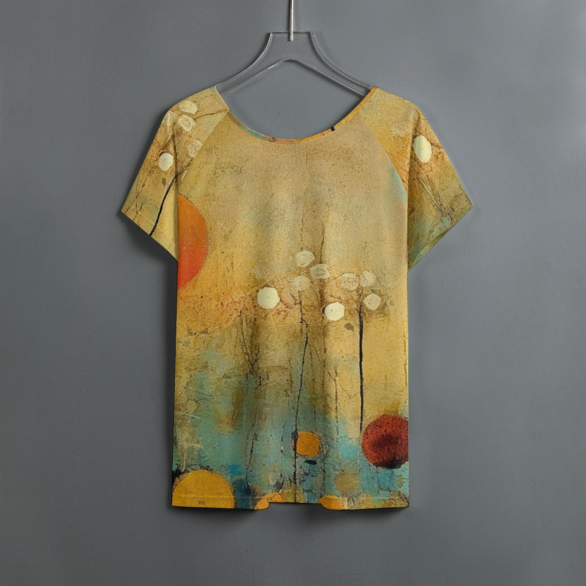 All-Over Print Women's Round Neck T-shirt With Raglan Sleeve