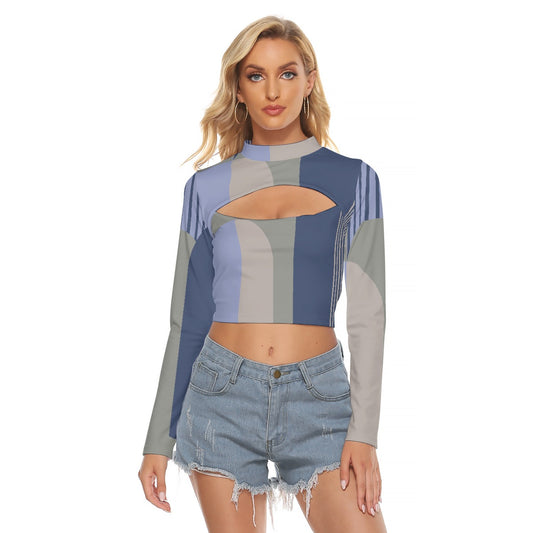 All-Over Print Women's Hollow Chest Keyhole Tight Crop Top