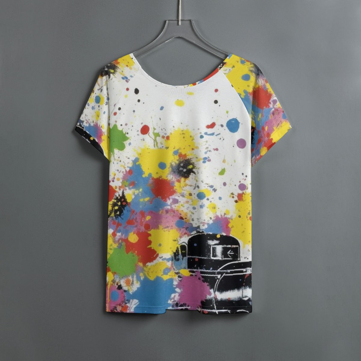 All-Over Print Women's Round Neck T-shirt With Raglan Sleeve