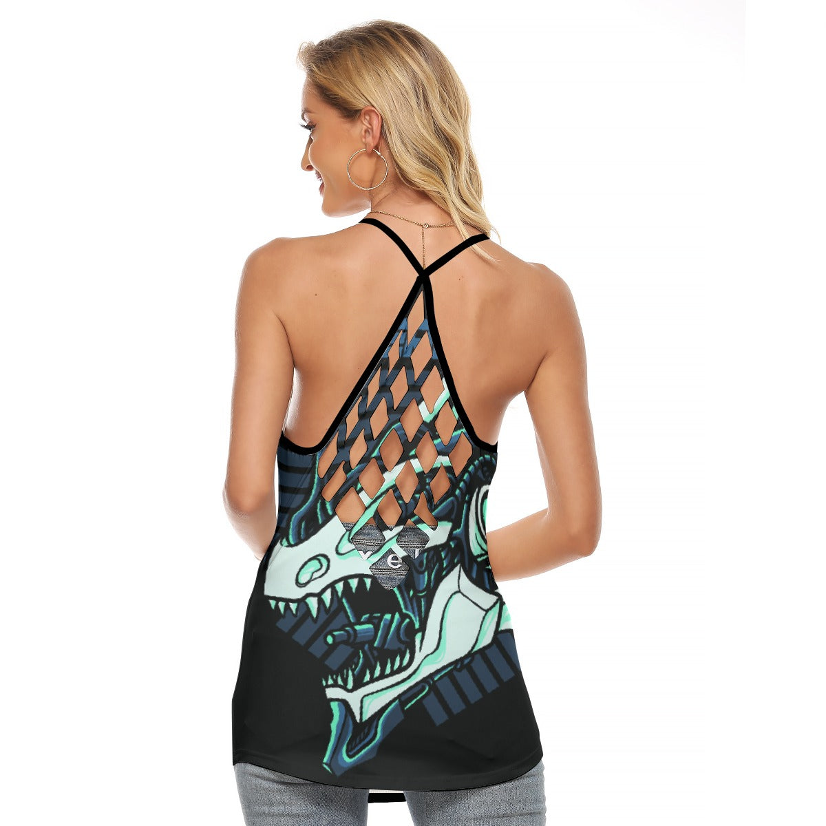 All-Over Print Women's Criss-Cross Open Back Tank Top