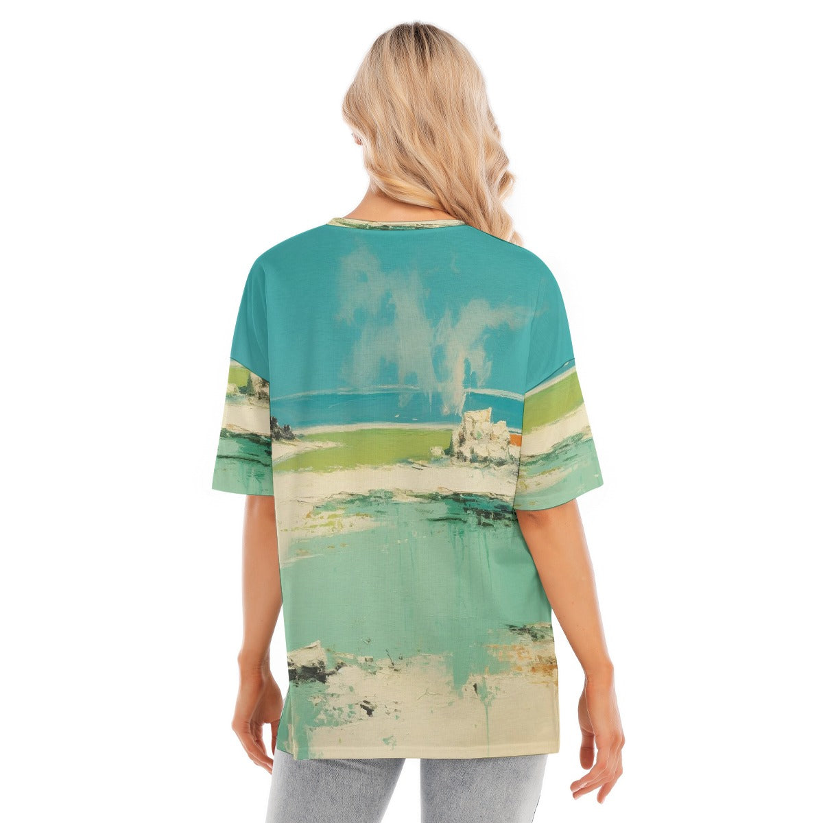 All-Over Print Women's Short Sleeves T-shirt With Hem Split