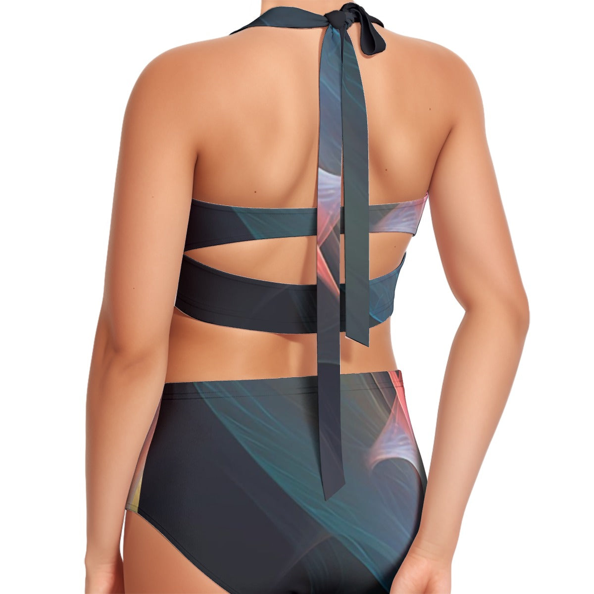 All-Over Print Women's Swimsuit Set With Halter