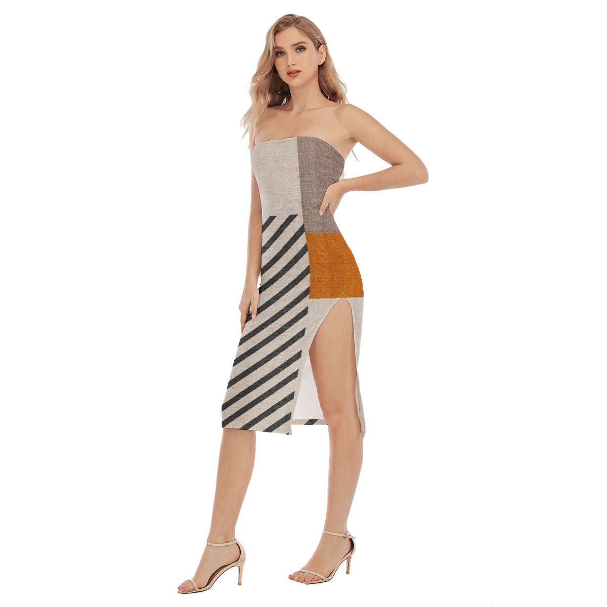 All-Over Print Women's Side Split Tube Top Dress